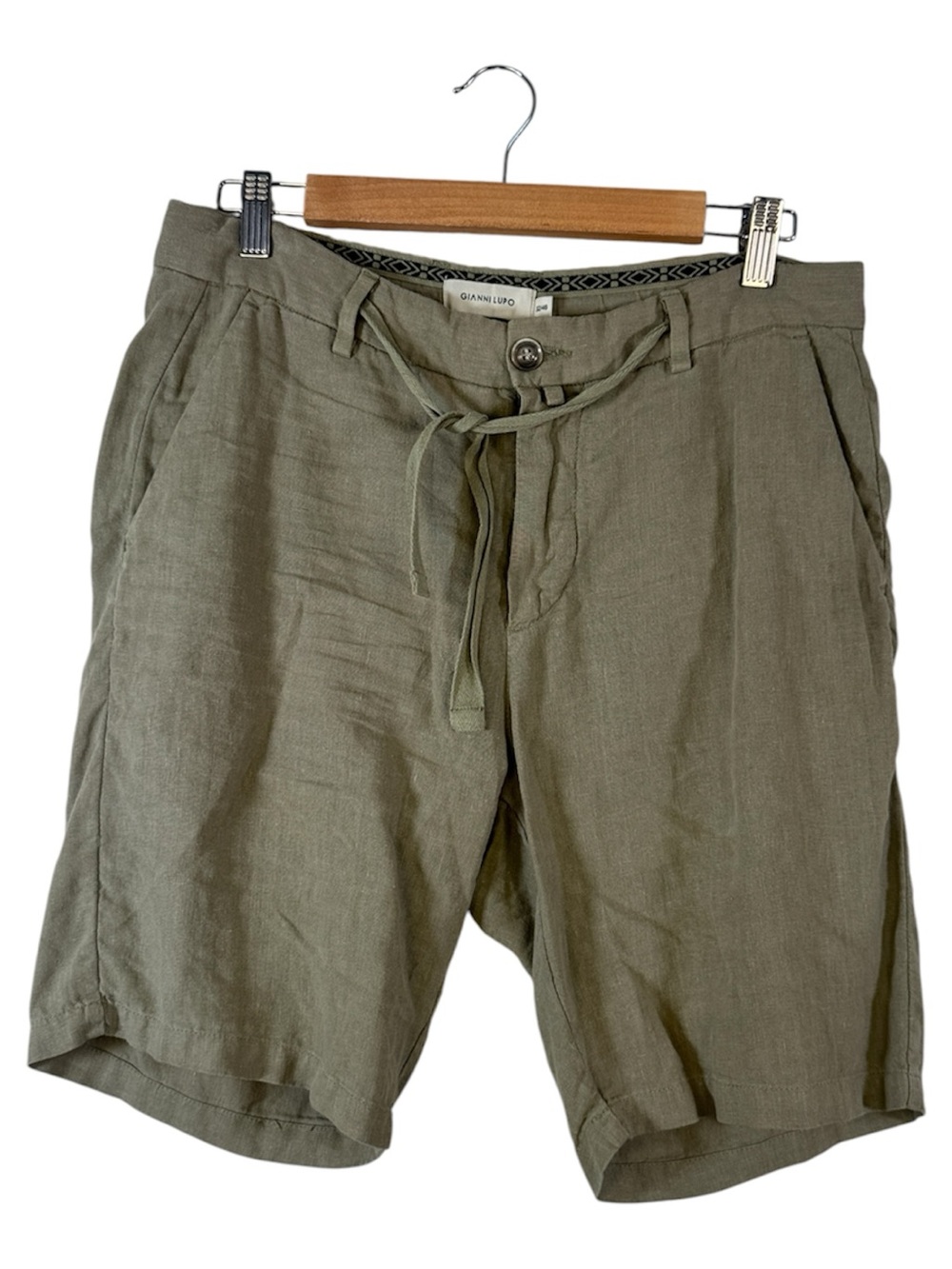 Gianni Lupo Green Linen Casual Shorts Womens 32 Beachy Summer Natural Fibers